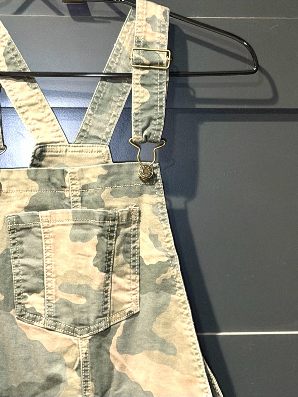 Soho New York & Company Camo Distressed Denim Overalls - Picture 4 of 8